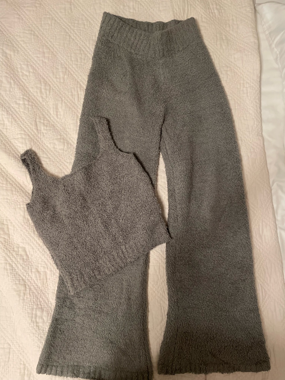 Skims Cozy Gray Sherpa Tank/pant set for Women